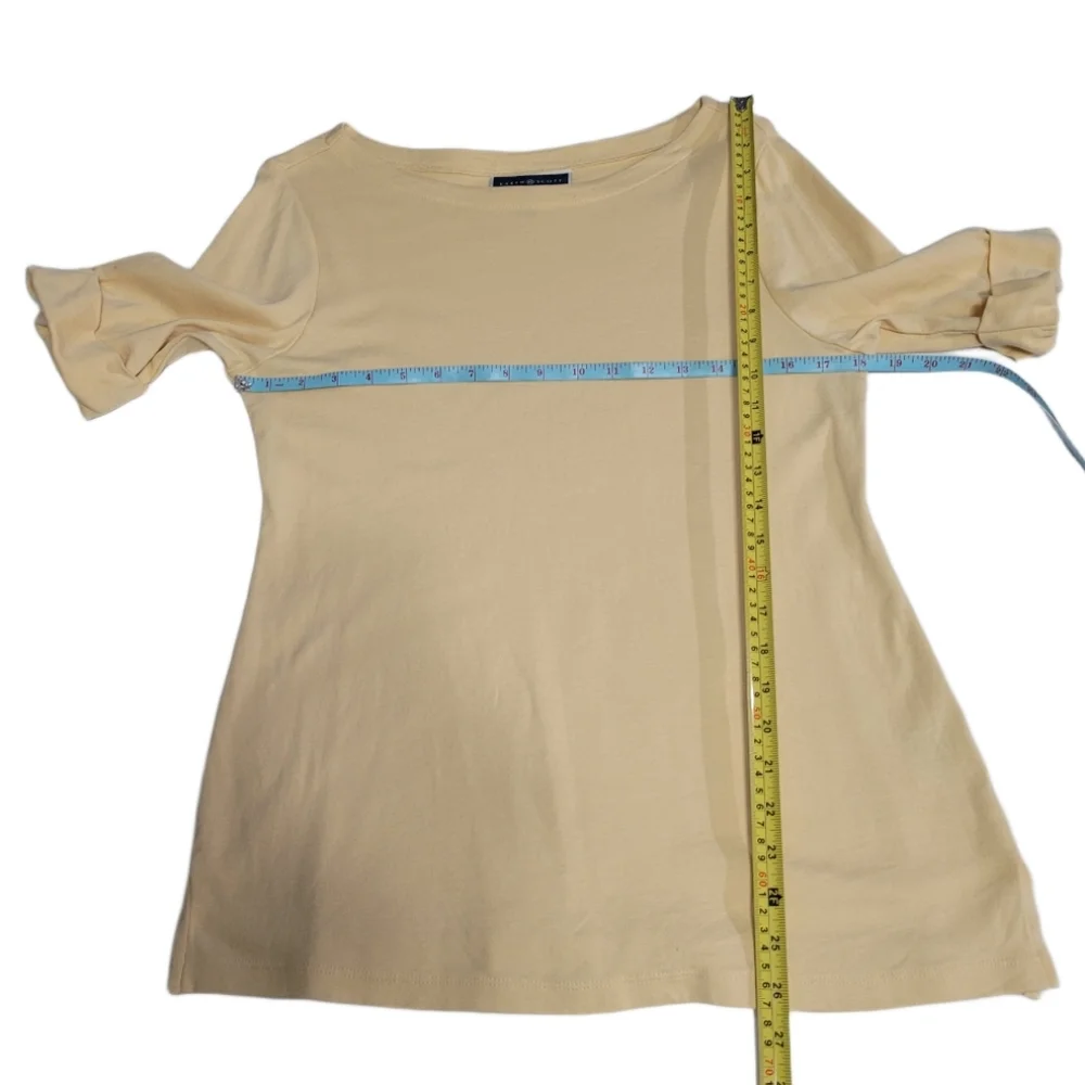 Karen Scott Women's Size Medium Short Sleeve Boat Neck Top Yellow - Picture 4 of 7
